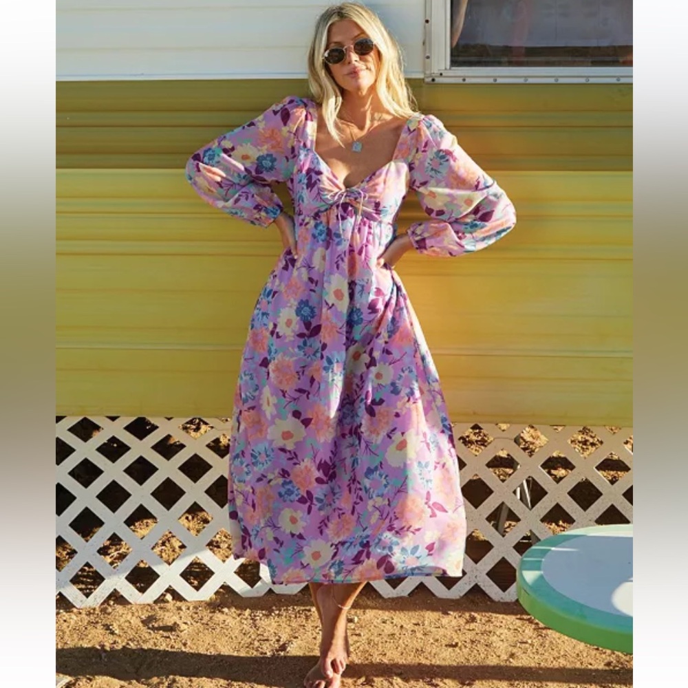 Billabong The Salty Blonde Juniors’ Paradise Love Printed Peasant Dress